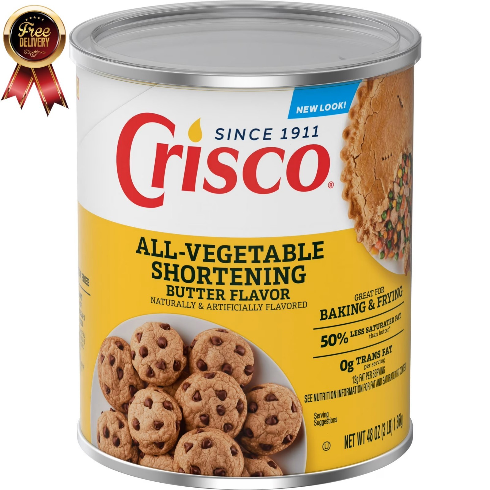 Crisco All-Vegetable Butter Flavor Vegetable Shortening Can, Shelf-Stable, 48 oz