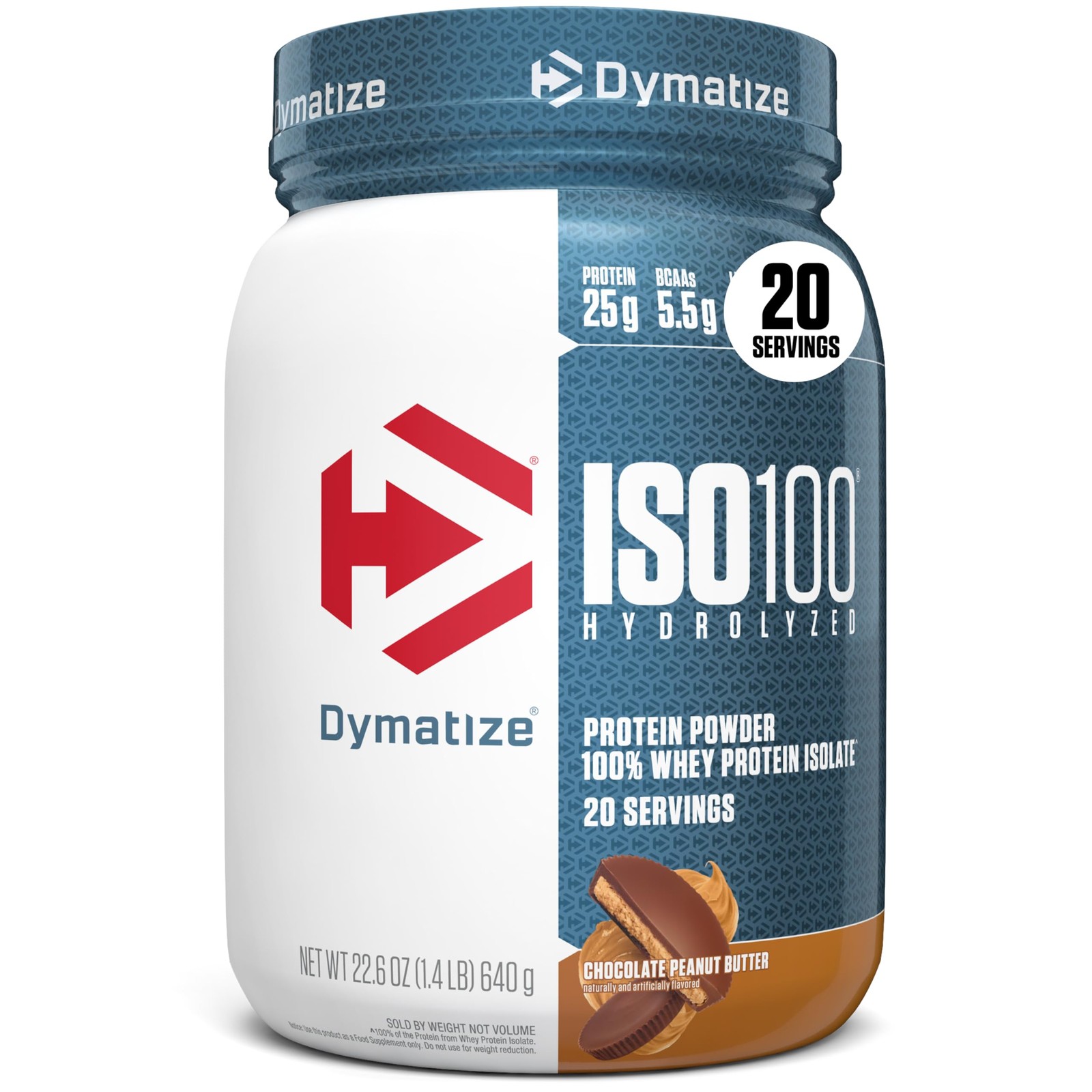 Dymatize ISO100 Whey Protein Powder Isolate Chocolate Peanut Butter 25g Servings