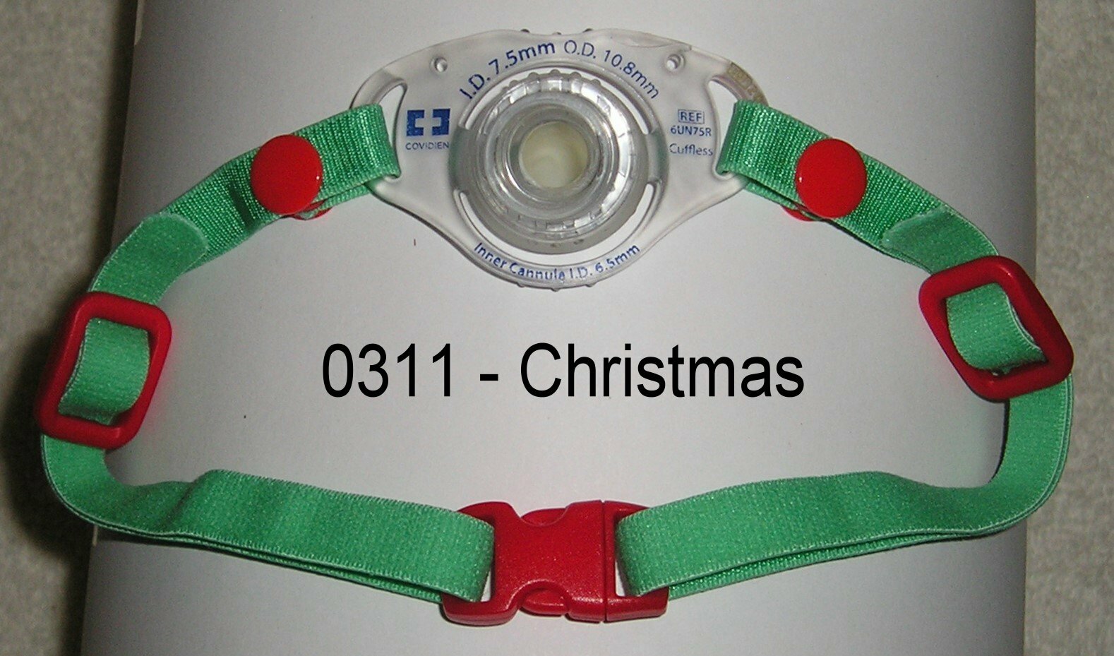 Covidien Shiley CFS UN-R Trach Tube Tie Strap Washable Elastic 0311 Christmas