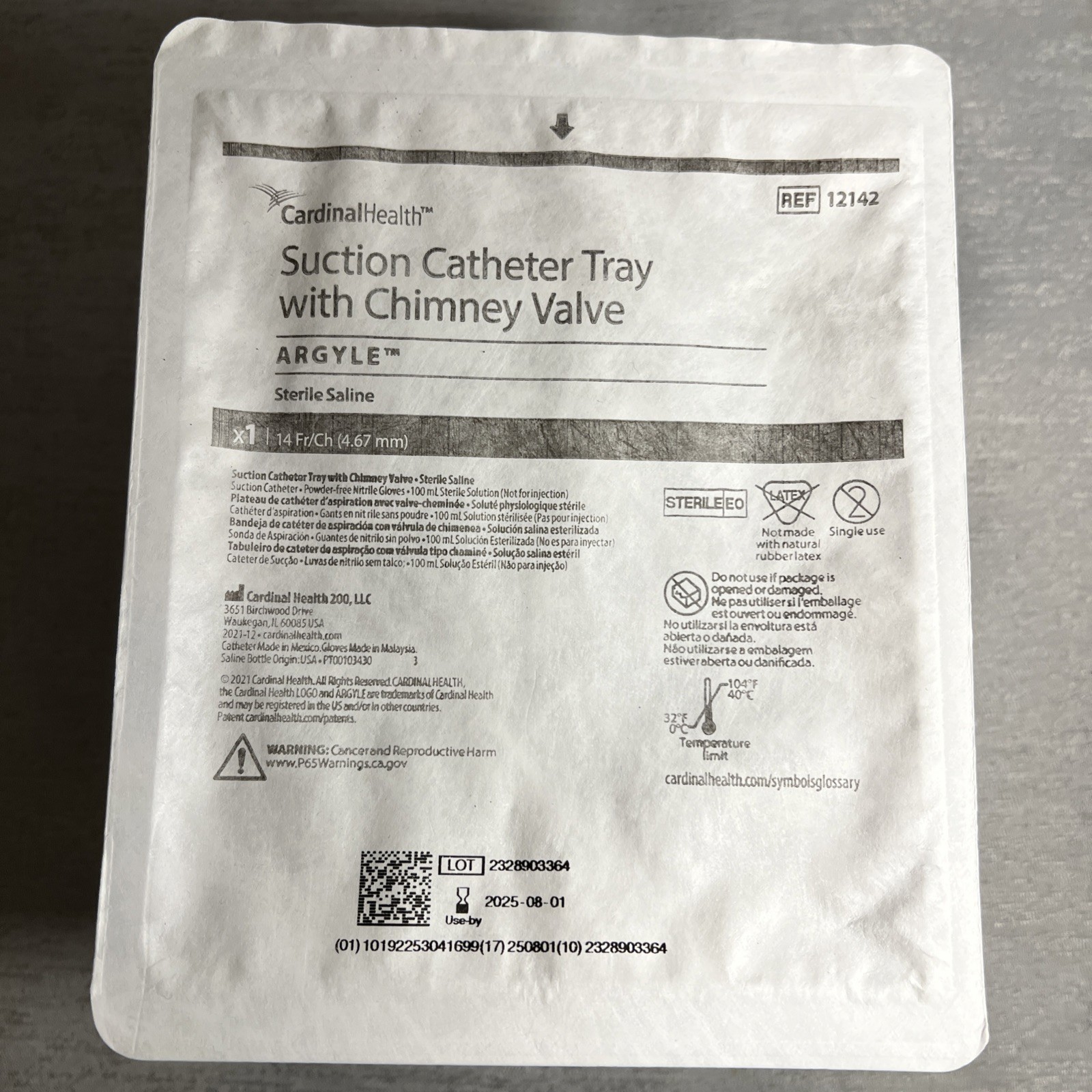 Cardinal Argyle Suction Catheter Tray with Chimney Valve #12142 lot of 2