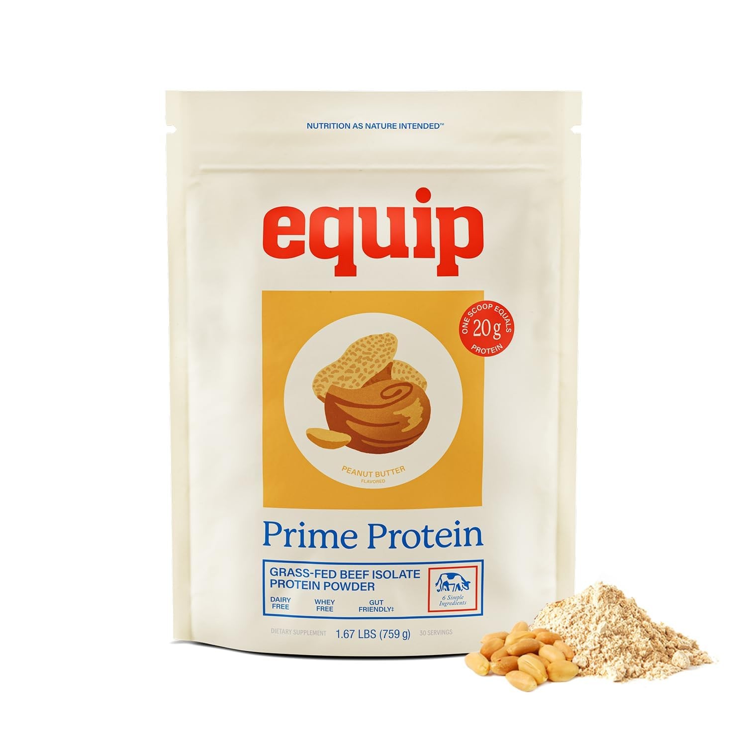 Protein Powder Peanut Butter 21g Per Serving 30 Servings Equip Prime Sugar Shake
