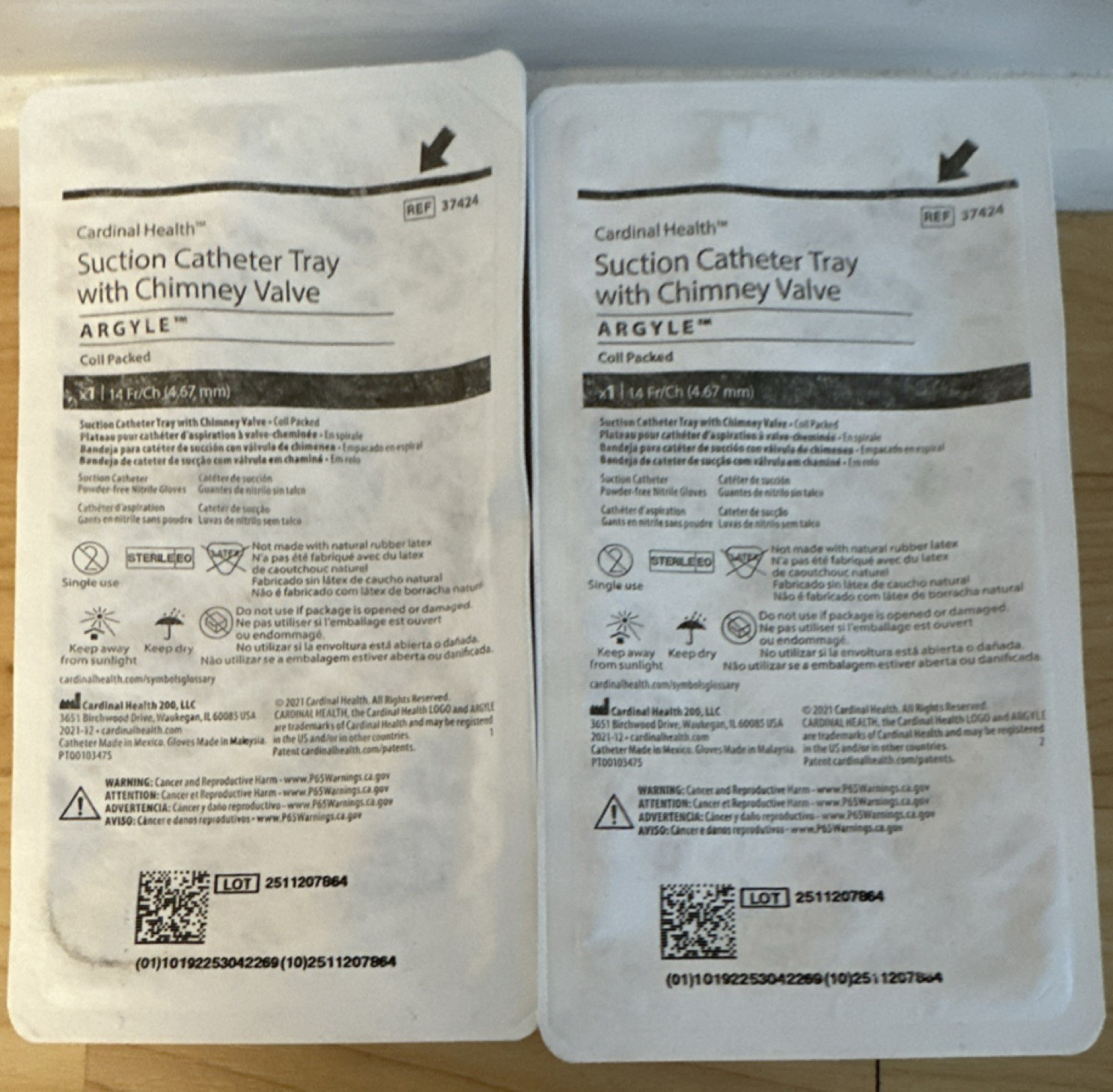 Cardinal Health Argyle Suction Catheter Tray Chimney Valve Sterile 1oz 37424