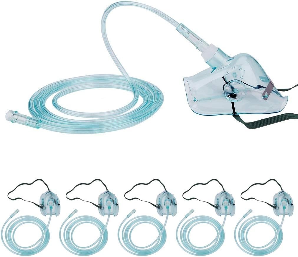 5Pcs Oxygen Mask w/6.6ft Tubing&Adjustable Elastic Strap Pediatric Standar Small