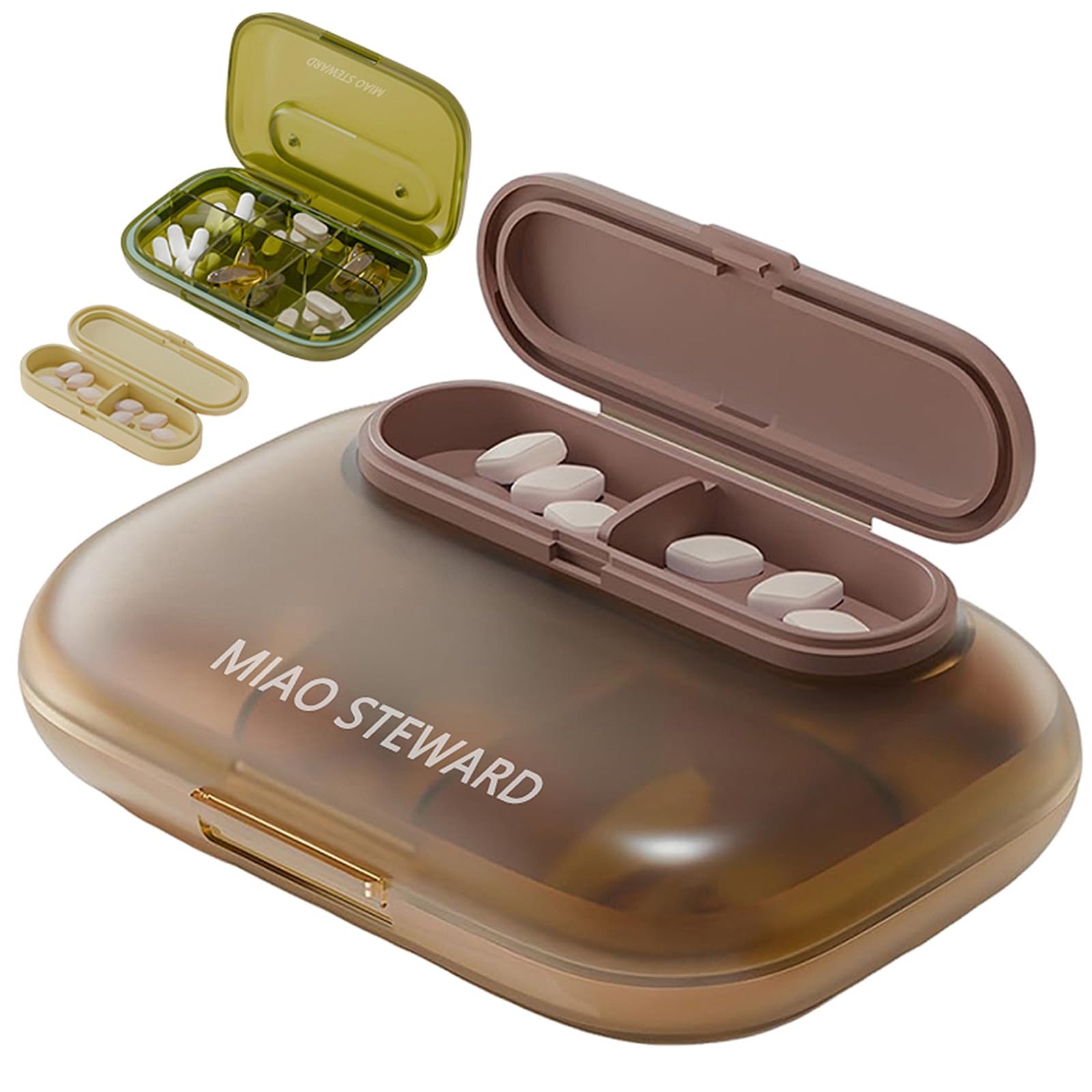 Miao Steward Portable 6-Grid Pill Organizer Waterproof Magnetic Small Black