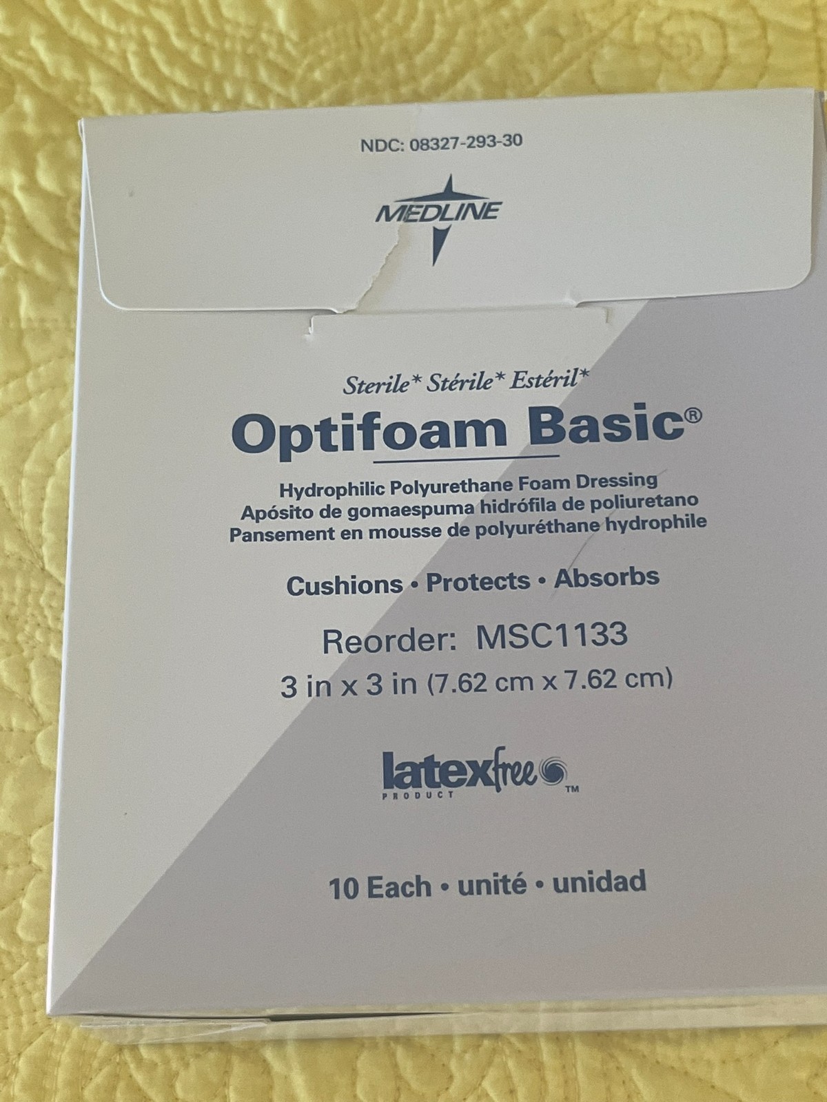 Optifoam Basic Hydrophilic Polyurethane Foam Dressings #MSC1133 Box of 10