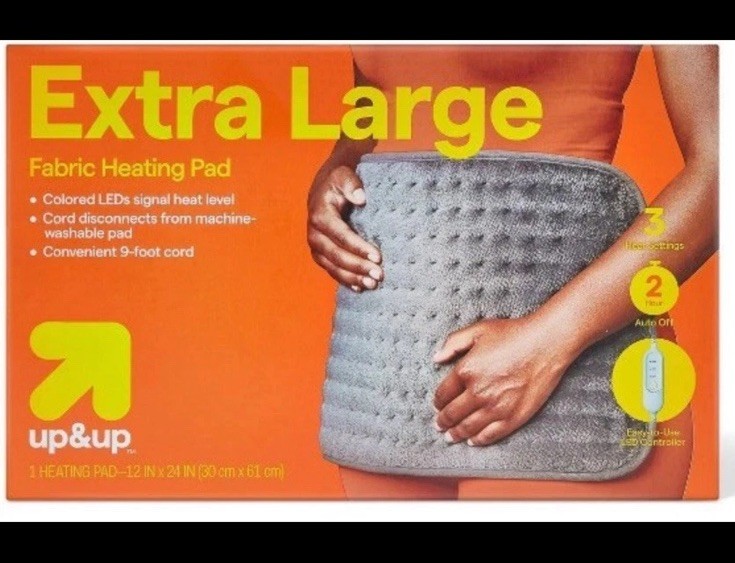 UP & UP Electric Heating Pad For Back Pain & Cramps Relief 12″x24″ NEW Fabric