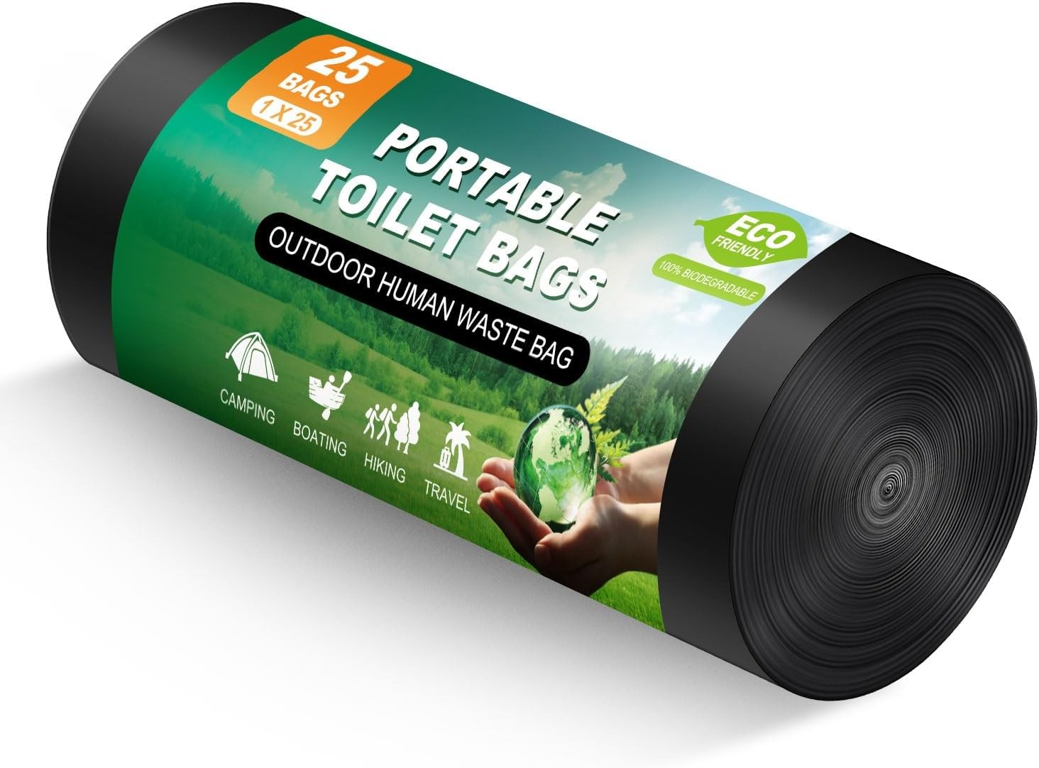25 Portable Toilet Bags, Thick Biodegradable Camping Toilet Bags for Portable