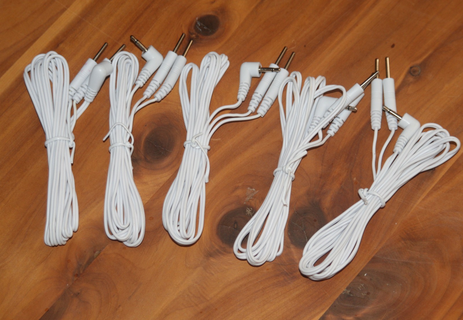 Lot 5 pcs TENS Electrode Lead Wires/Cable Connector 2.5mm Plug 2mm Pin Tips USA
