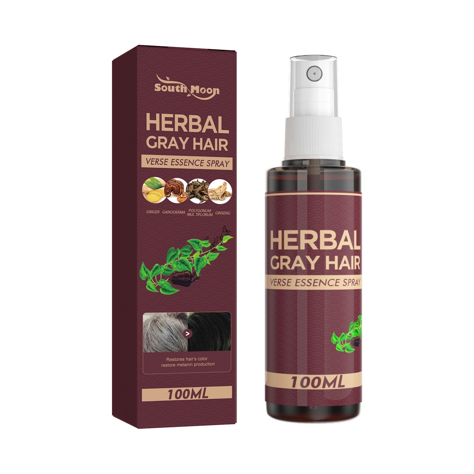 Herbal Black Hair Liquid Polygonum Multiflorum Herb Essence Moisturizing Black H
