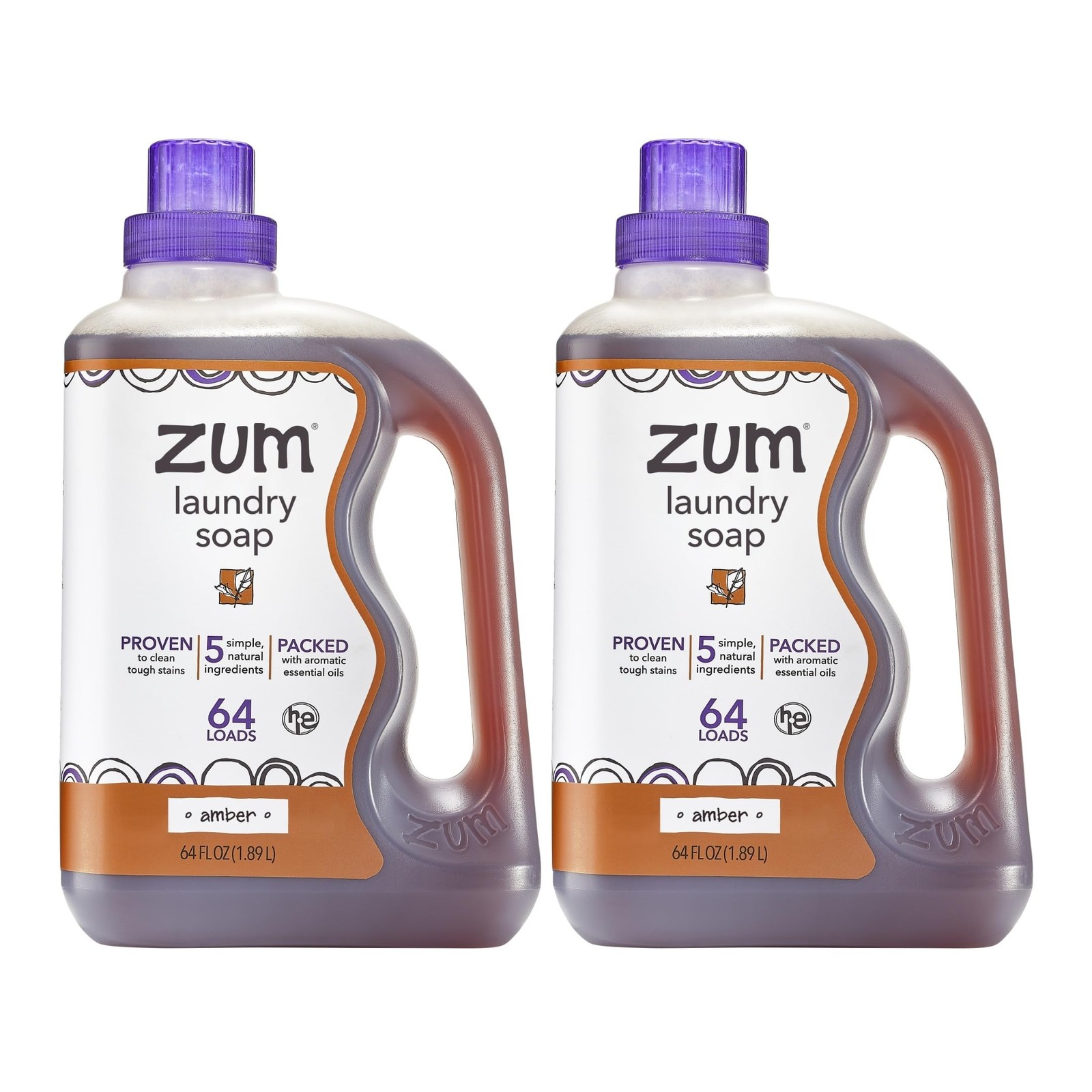 Laundry Soap Plant Based Liquid 64 fl oz 2 Pack Indigo Wild Zum Clean Contains