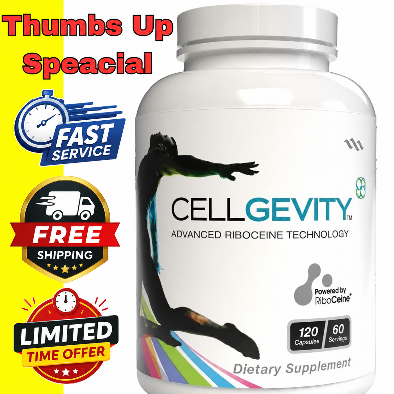 CellGevity Advanced RiboCeine Technology 120 Veg Capsules Exp 10/2026 Sealed