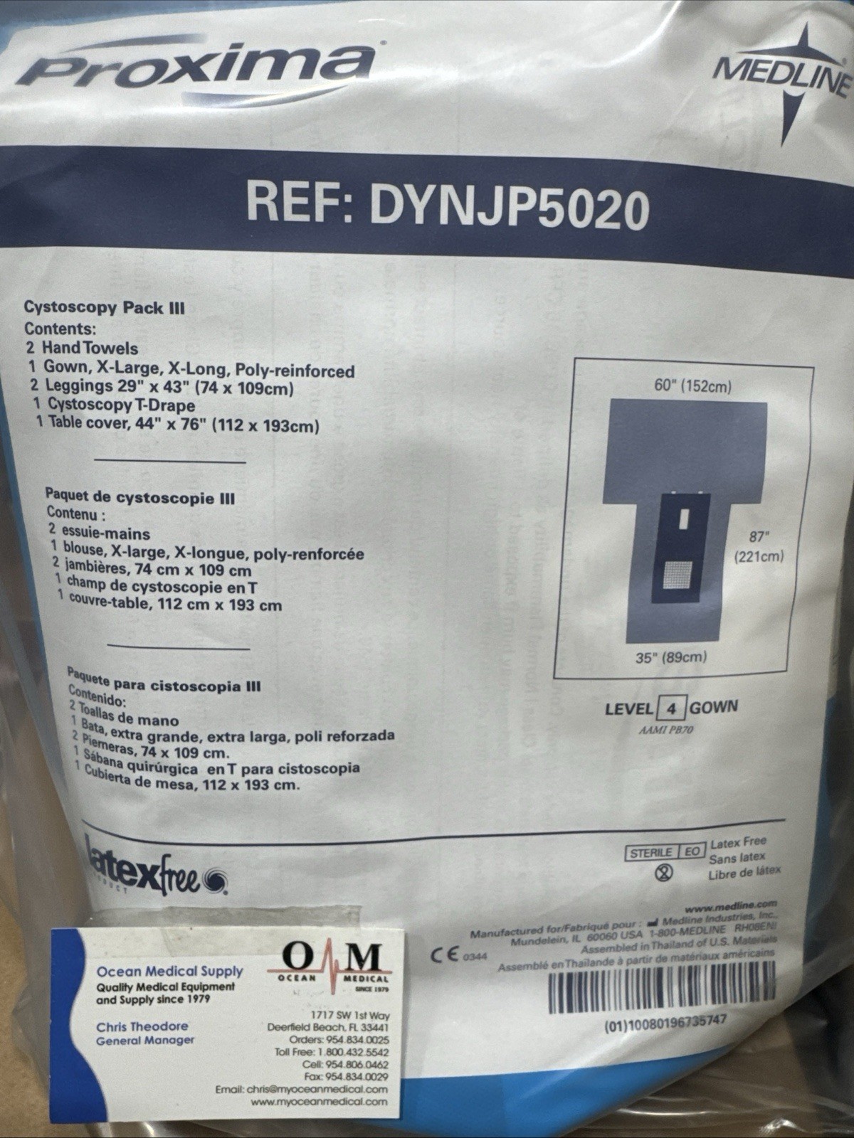 Medline REF DYNJP5020 Sterile Cystoscopy Surgical Pack III, Level 4 Gown, 1 Each
