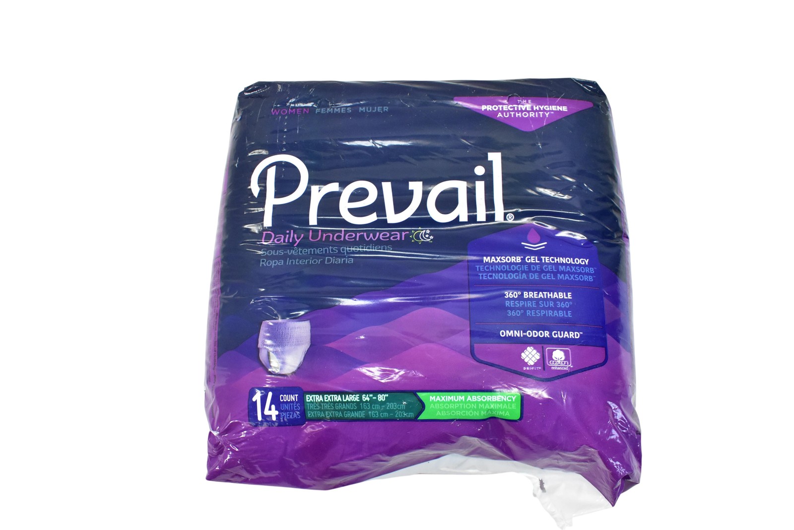 Prevail Daily Underwear Womens XXL 64-80in Maximum Absorbency 14 Count Purple