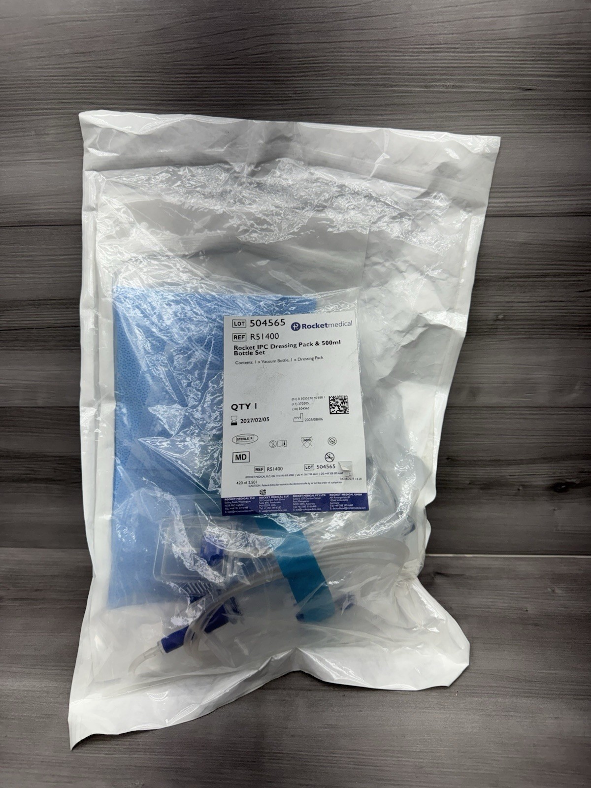 Rocket Medical R51400 IPC 500 ml Drainage Bottle & Dressing Pack NEW Exp 2/5/27