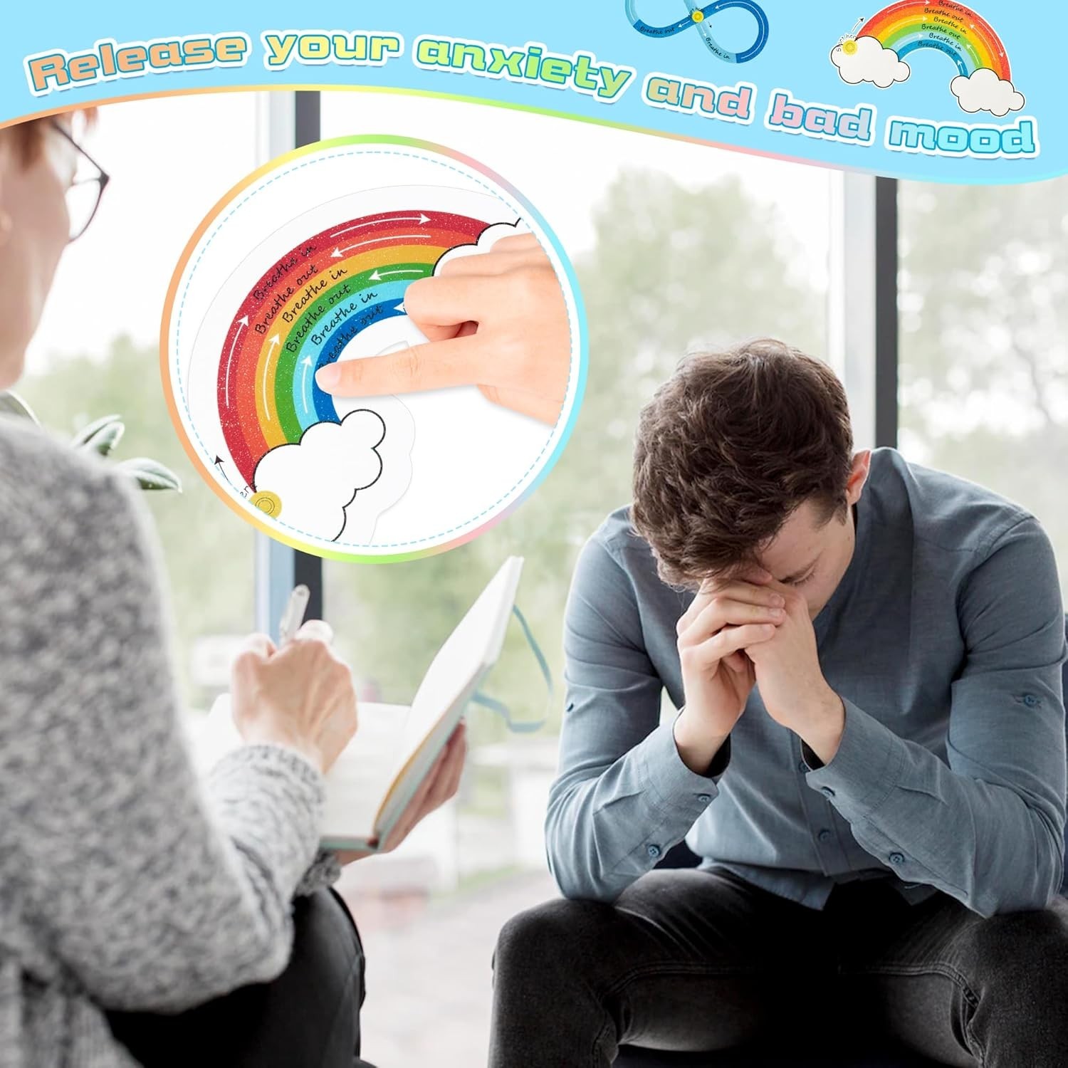 48 pegatinas sensoriales para calmar la respiración y la ansiedad, reutilizables