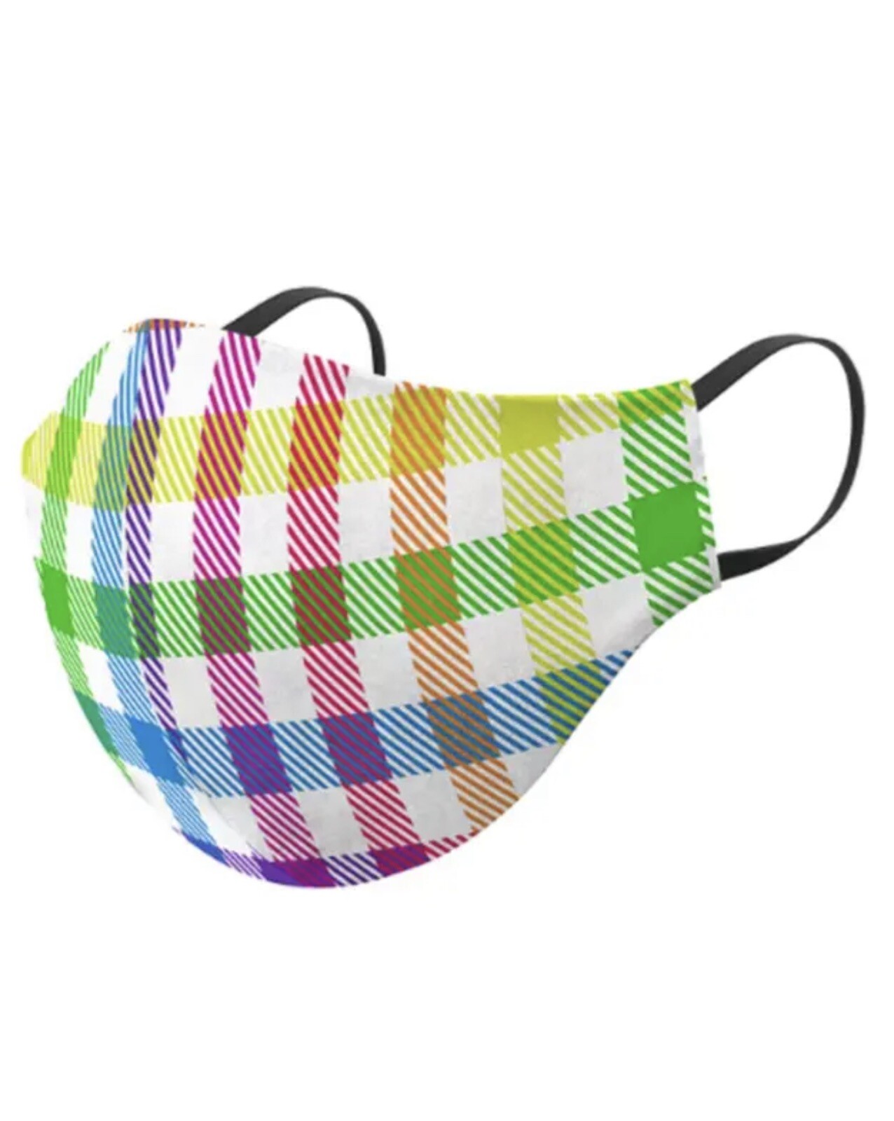 2X- Kids’ GOGO «Chrome Plaid» Fabric Face Mask [Size: OSFM, Ages 4-10]