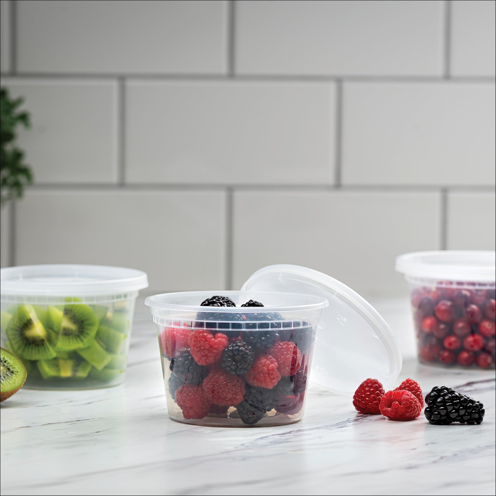 Plastic Deli Food Storage Containers 16oz Clear Airtight Lids Stack