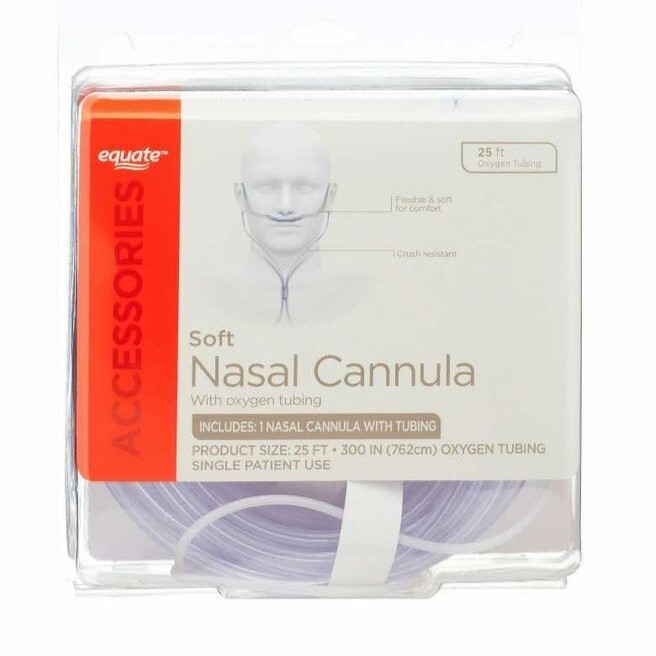 NEW Equate Soft Nasal Cannula & 25 ft Oxygen Tubing WALU45155R Flexible & Soft