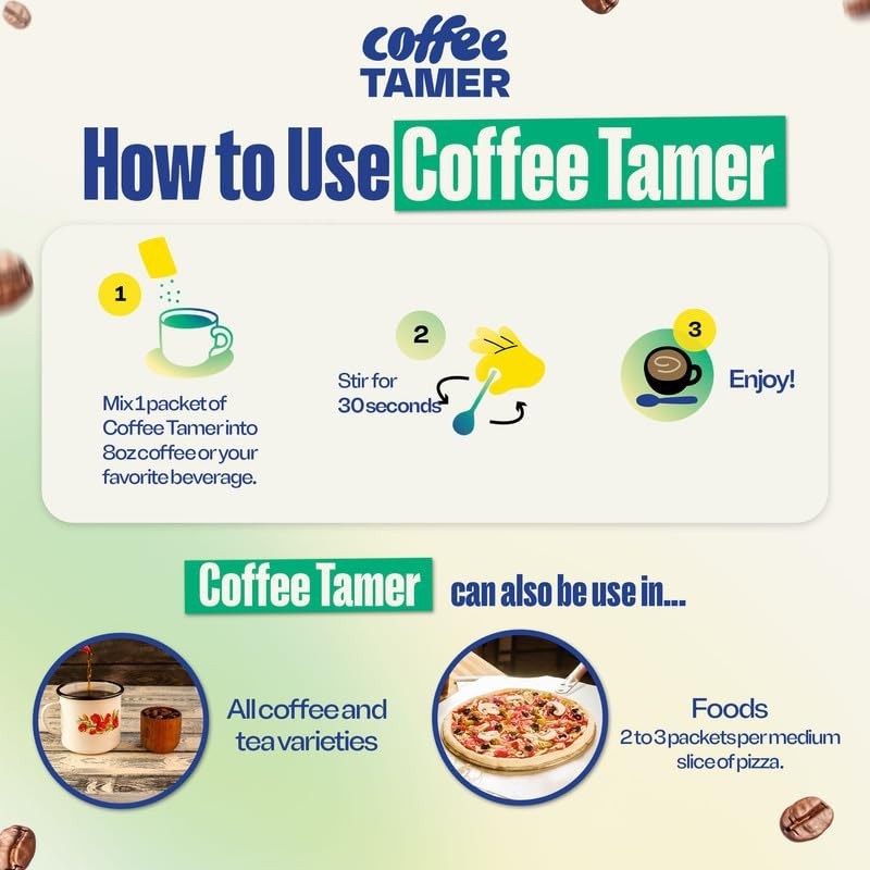 Coffee Tamer Acid Reducer – 50 Packets – Transforms Regular to Low…