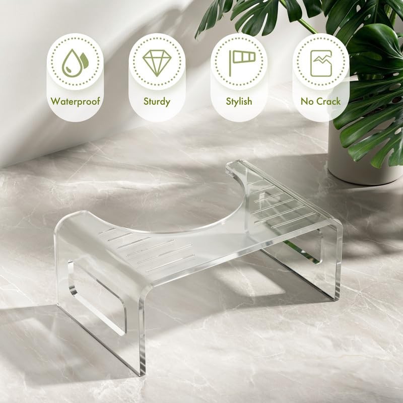Toilet Step Stool 7 Inch Acrylic Clear Non Slip Squat Potty AmazerBath Inches