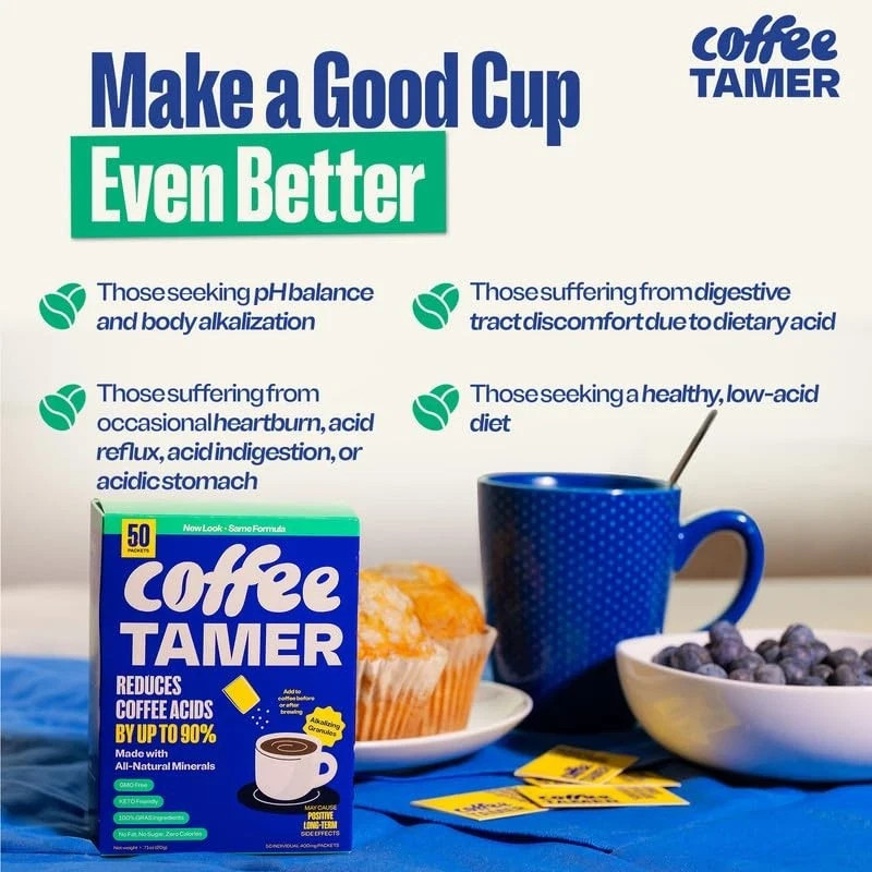 Coffee Tamer Acid Reducer – 50 Packets – Transforms Regular to Low…