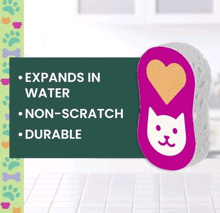 10pk Scotch Brite Cat & Dog Pop Up Non Scratch Sponges 3 Pack Expands 🔵