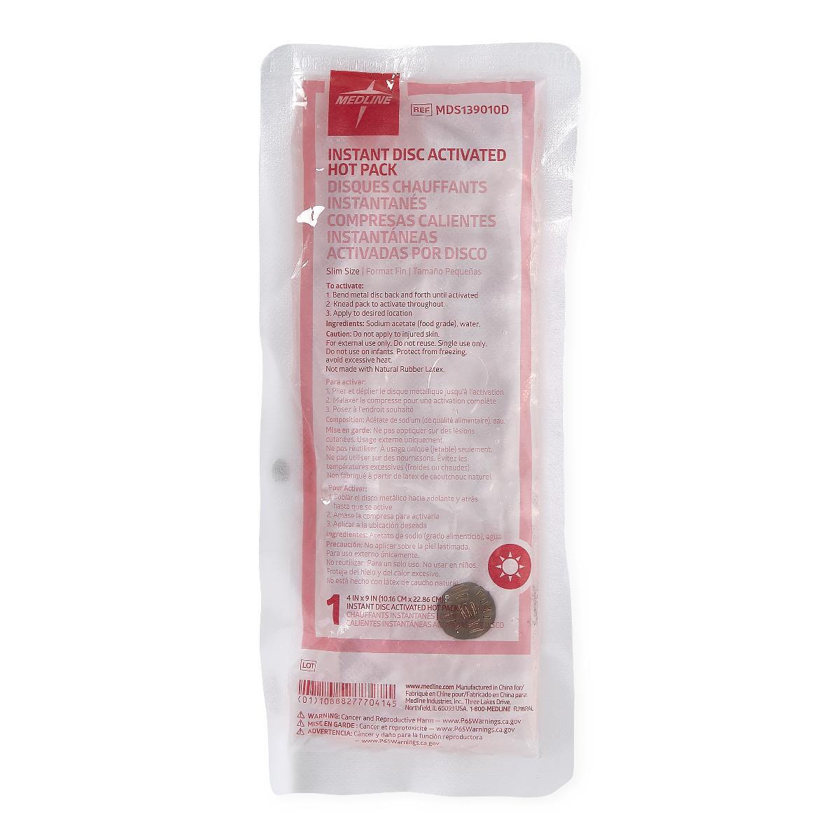 Disc-Activated Nonwoven Hot Packs, Slim, 4″ X 9″, Case of 24
