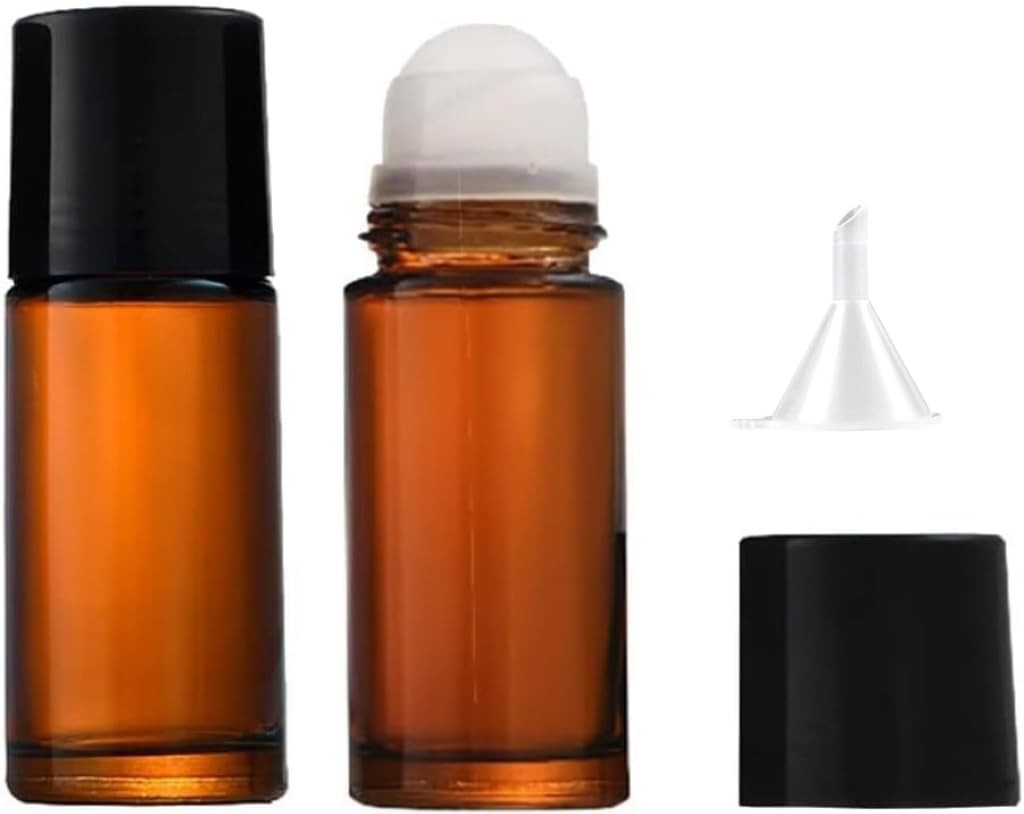 LNYMZD 2Pcs Brown 50ml Glass Essential Oil Roller Bottles Refillable Roll on Bot