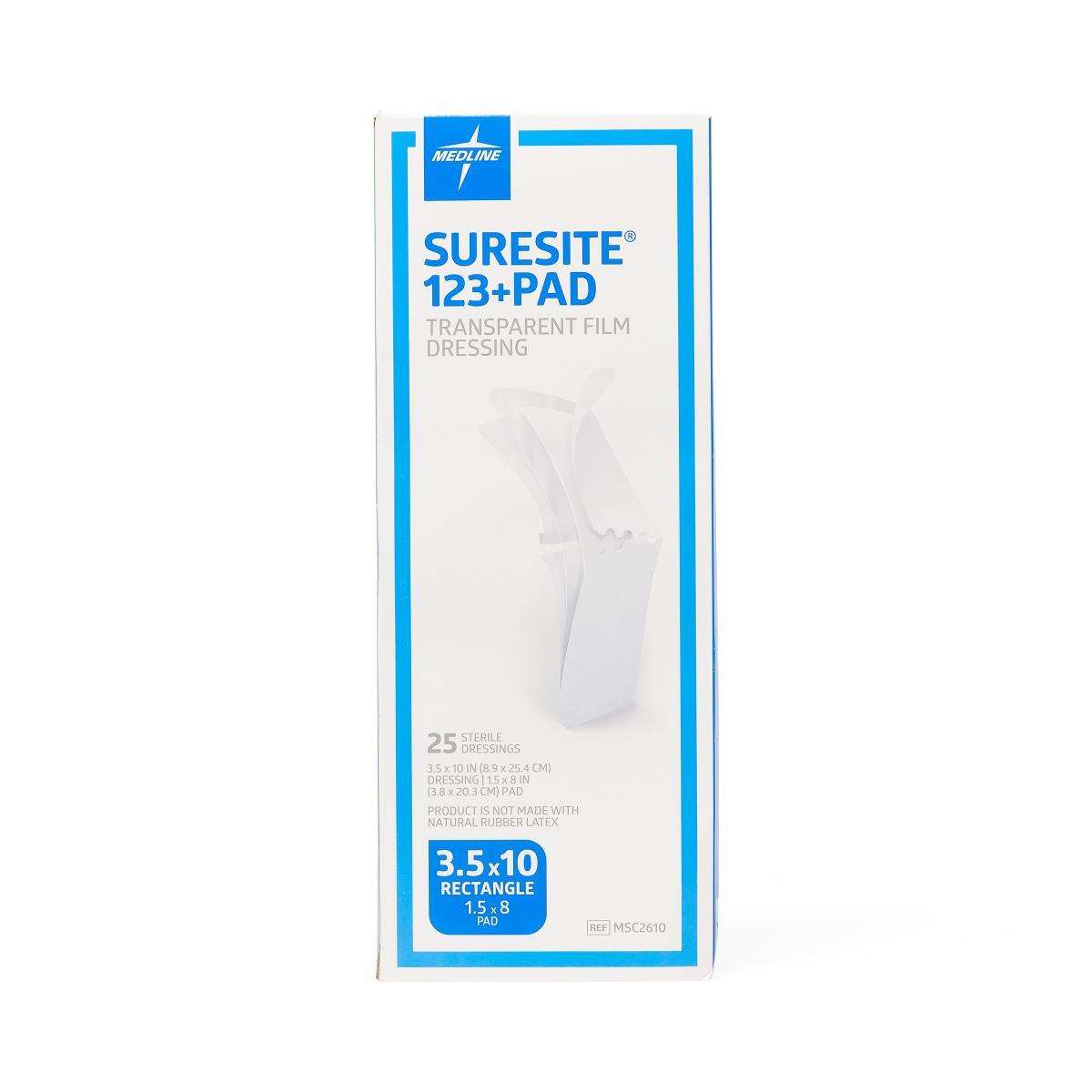 Suresite 123+ Pad Transparent Dressings, 3.5″ x 10″, Case of 100