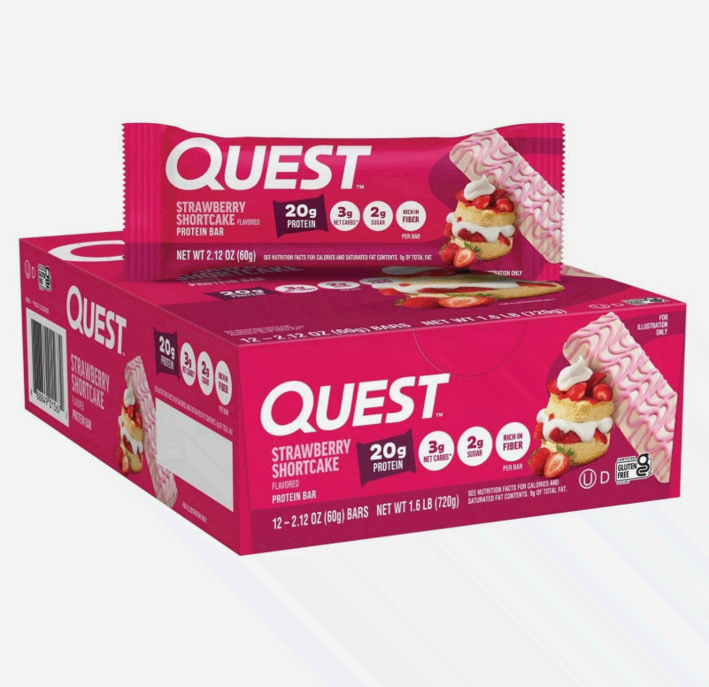 Protein Bars Strawberry Shortcake 2g 2g Sugar 12 Count Quest Nutrition Carbs