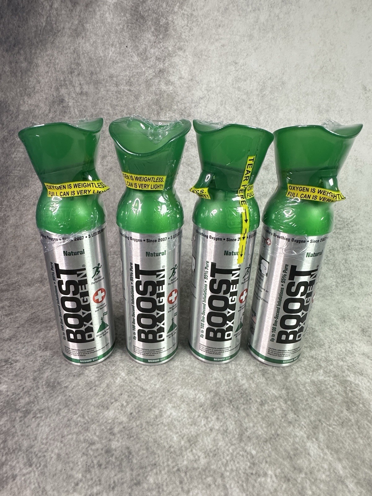 Boost Oxygen Pocket Size 3 Liter Respiratory Support Canister, Natural, 4 Pack