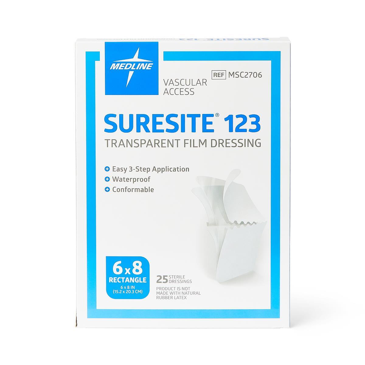 Suresite 123 Transparent Film Dressing 6″ x 8″, Box