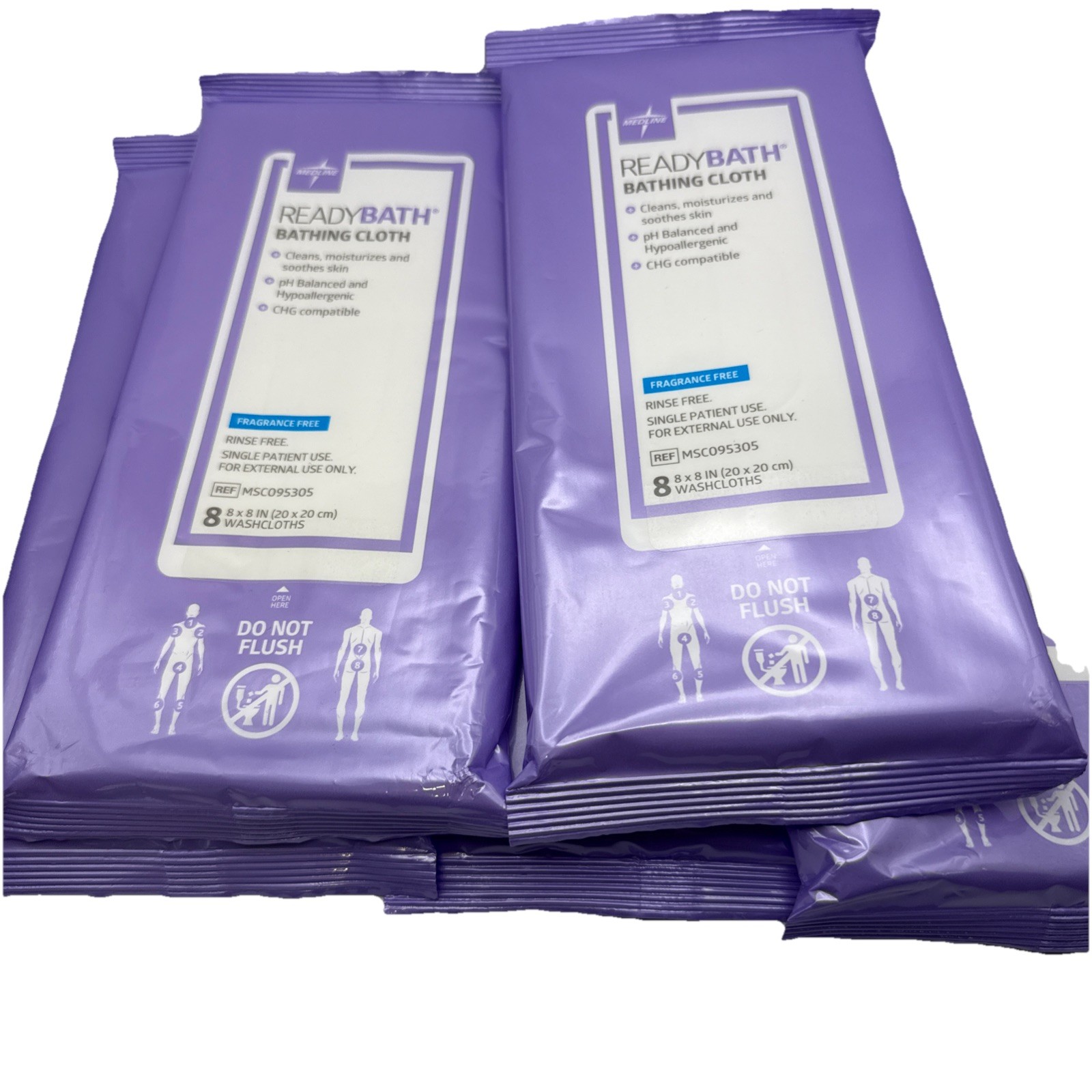 5 X Medline Ready Bath Fresh Bathing Cloths Hypoallergenic 8 Count- Exp 2027