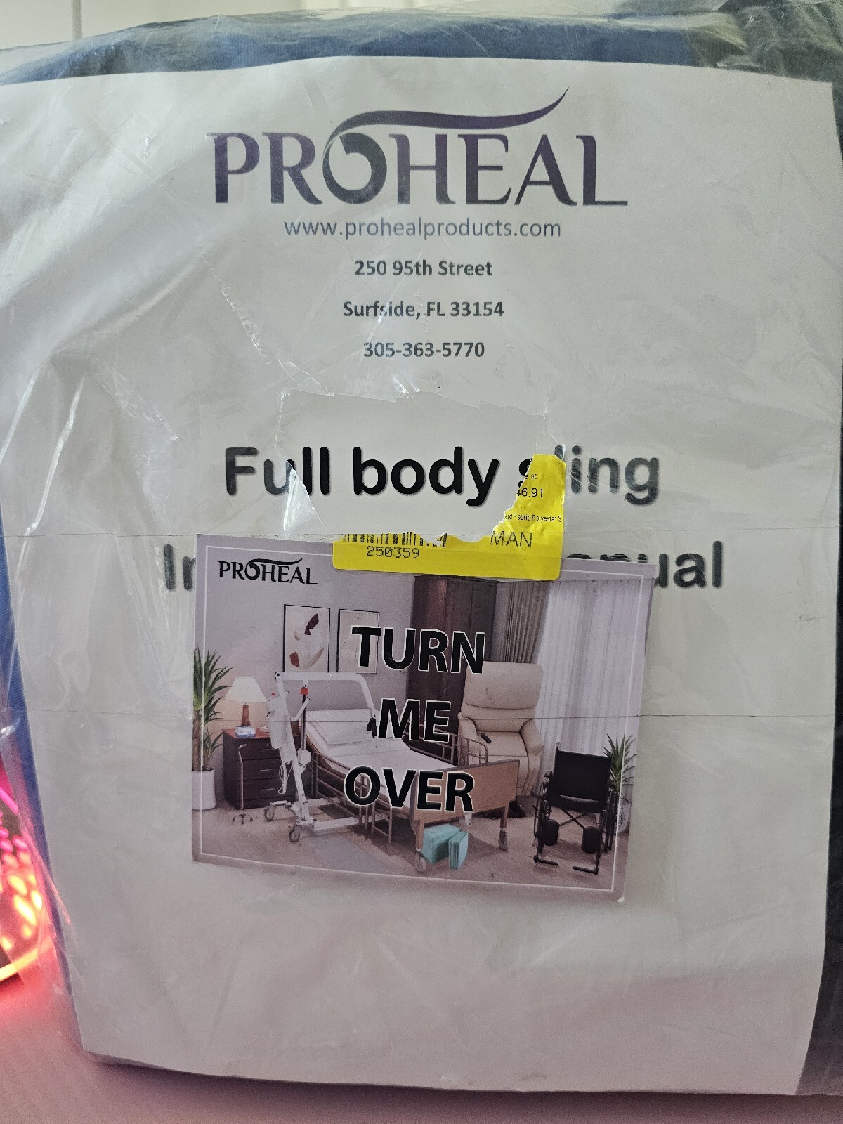ProHeal Universal Full Body Lift Sling XLarge, 55″L x 43″ Solid polyester-A1
