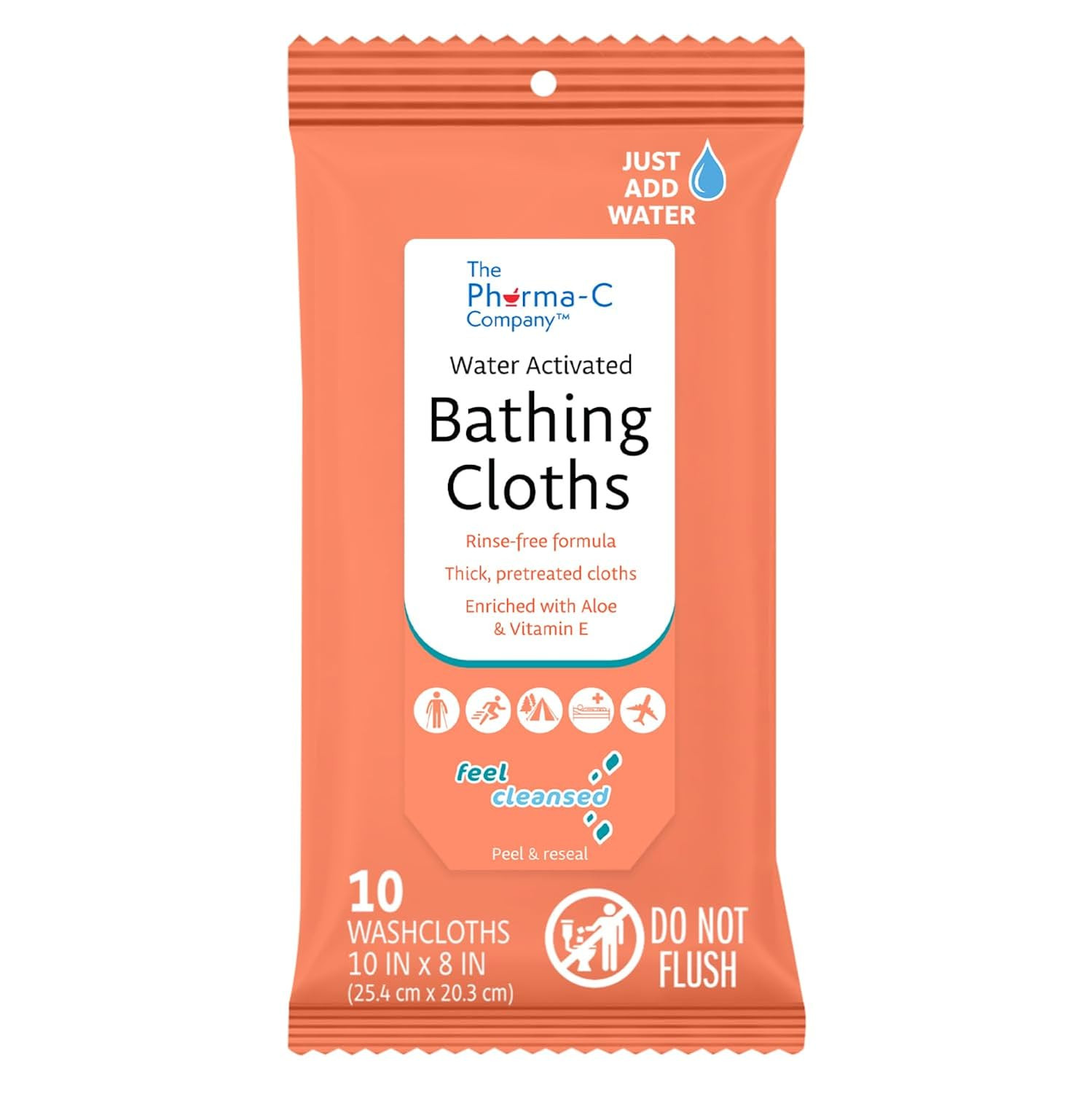 The Pharma-C Company Water-Activated Bathing Cloths [10 Cloths] – Rinse-Free XL