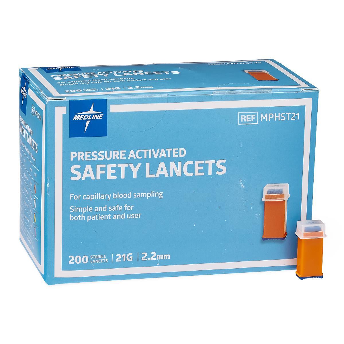 Safety Lancets PRESSURE, 21G, 2.2MM, Case
