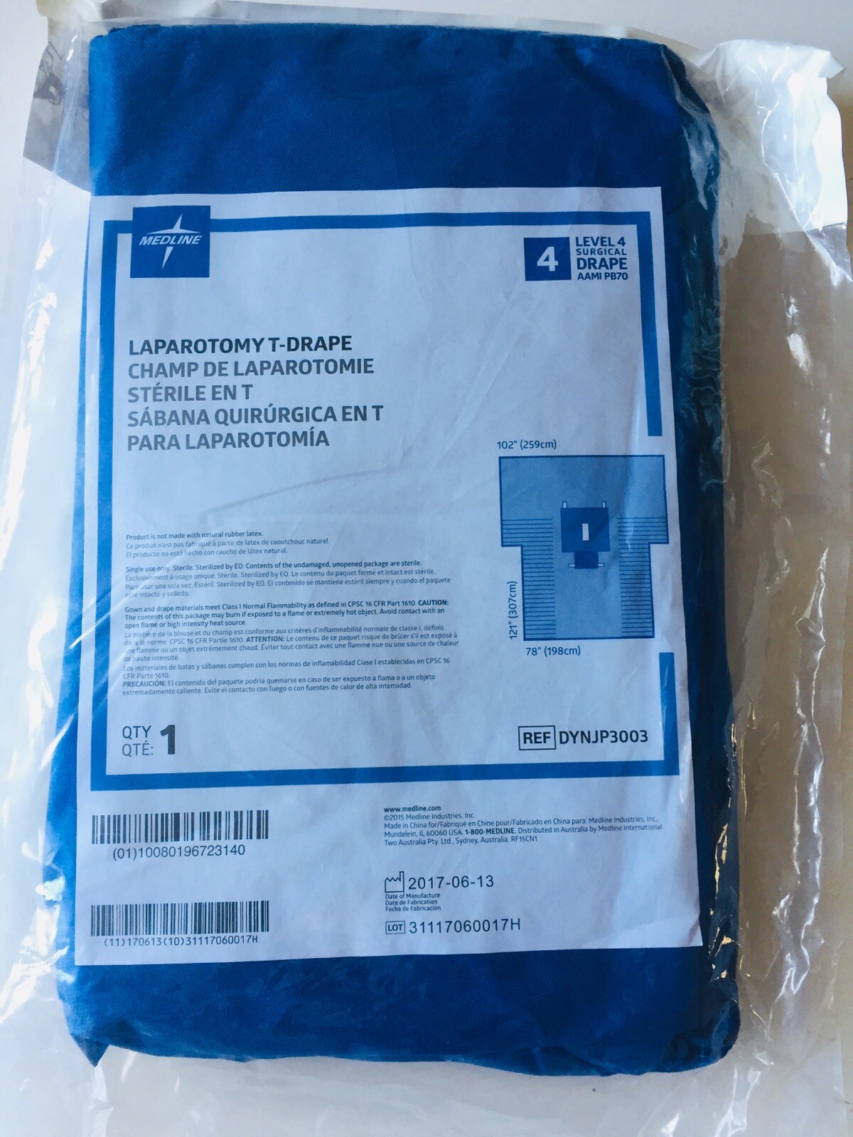 ONE LAPAROTOMY T-Drape Level 4 / Size(102″X121″X78″) 3003