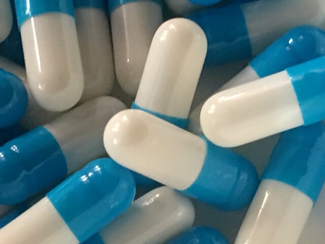 Aqua Blue and White Size 3 Empty Gelatin Capsules also known as Gelcaps