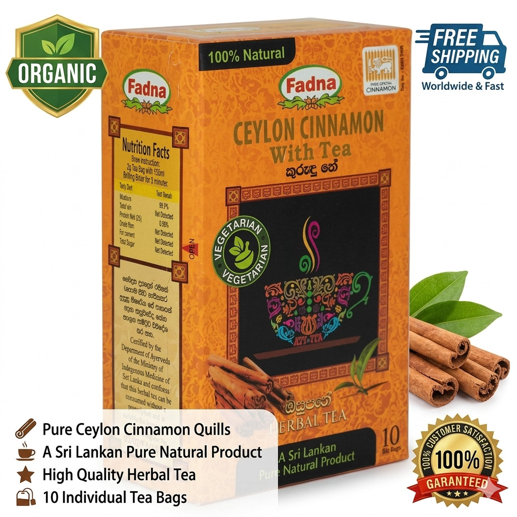 100% Pure Organic Ceylon Cinnamon Tea – 10 Tea Bags | Premium Quality | Free Shi