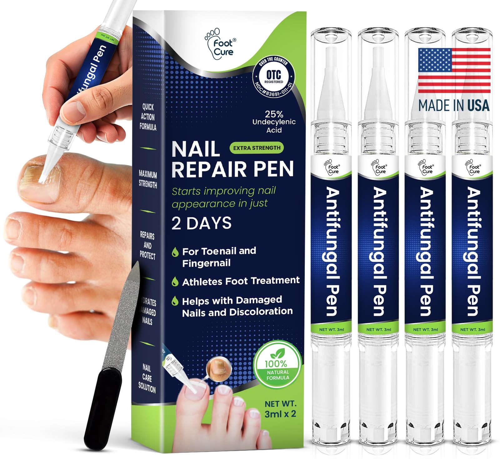 Antifungal Nail Treatment Pen 25% Undecylenic Acid Tea Tree Oil Footcure