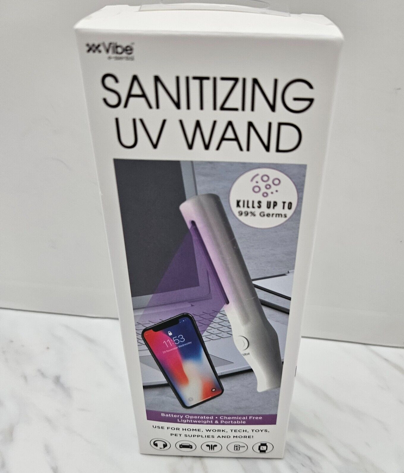 Vibe Sanitizing Wand Battery Operated Kills Up To 99% Of Germs Small Compact