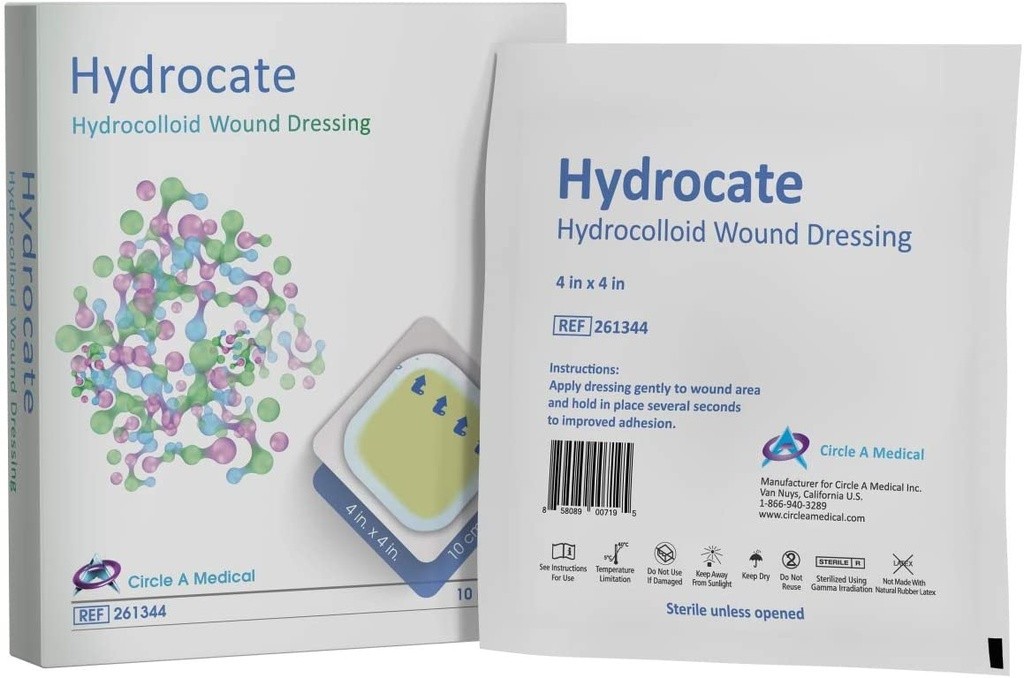 Hydrocate Hydrocolloid Dressing, 4″ x 4″, Border, 10/bx (EXP 12/2026)