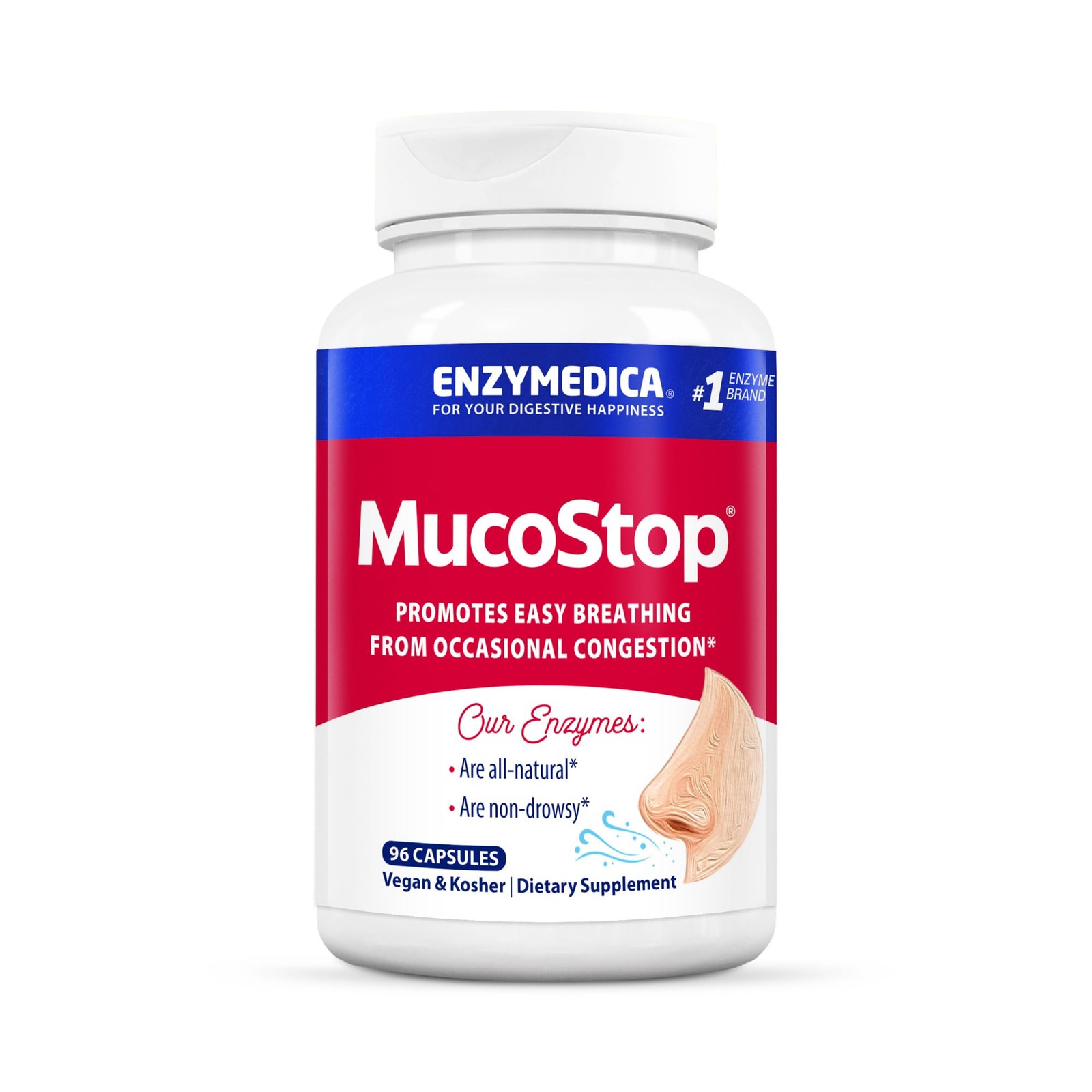 Mucosstop Natural Enzyme Supplement 96 Count Enzymedica MucoStop Relieves Easy
