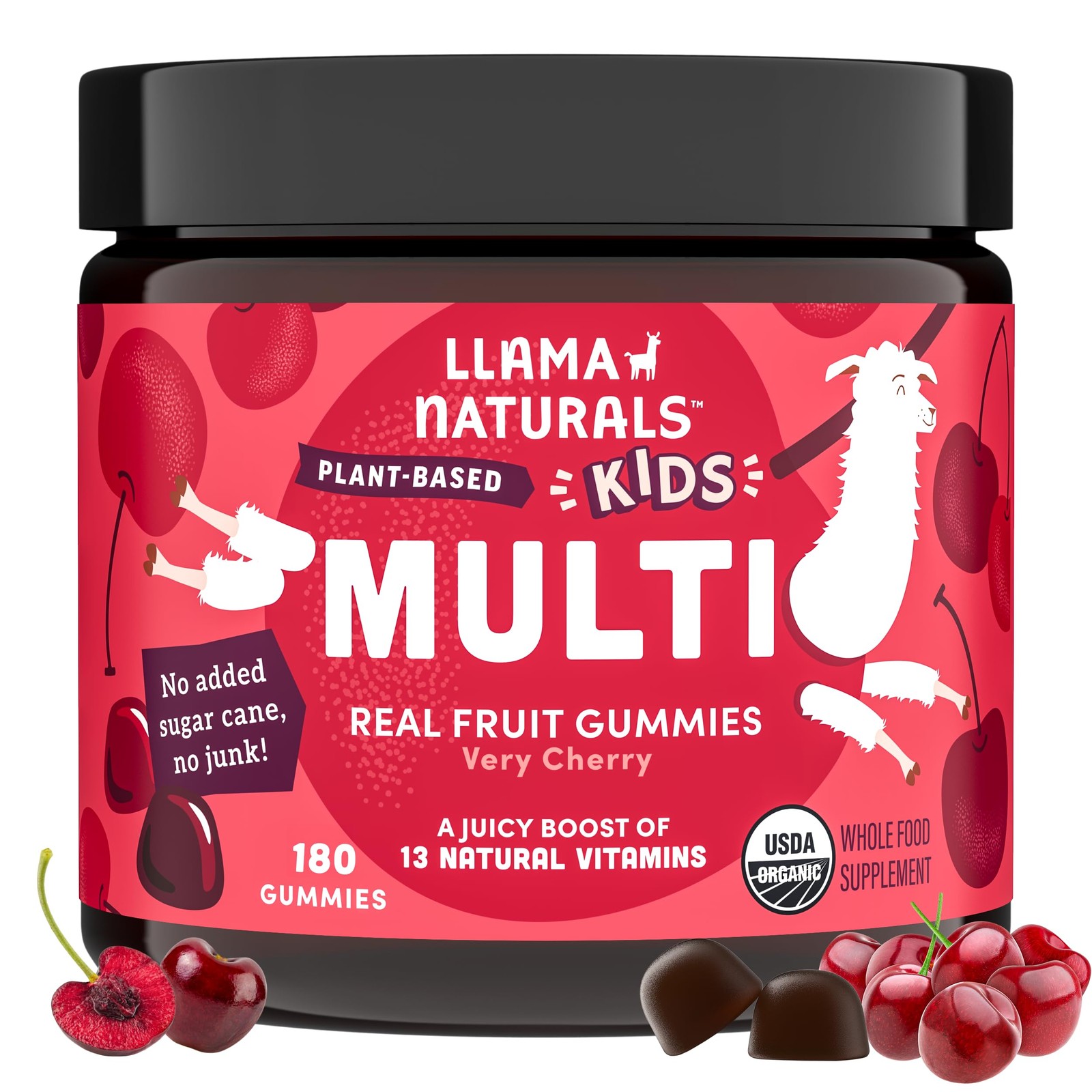 Kids Multivitamin Gummies 180 Ct Real Fruit No Sugar Llama Naturals Organic