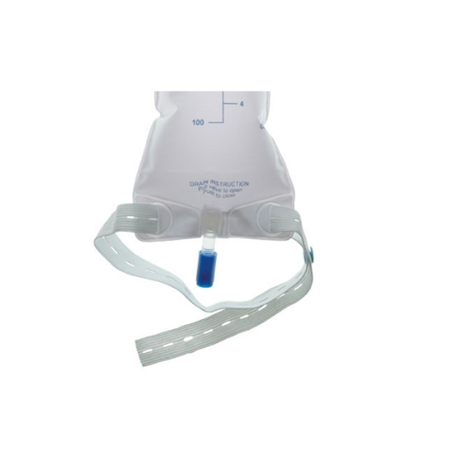10 Pack Amsure Urinary Leg Bag w/ Straps – 900 mL – Twist Turn Drain Port AS309N