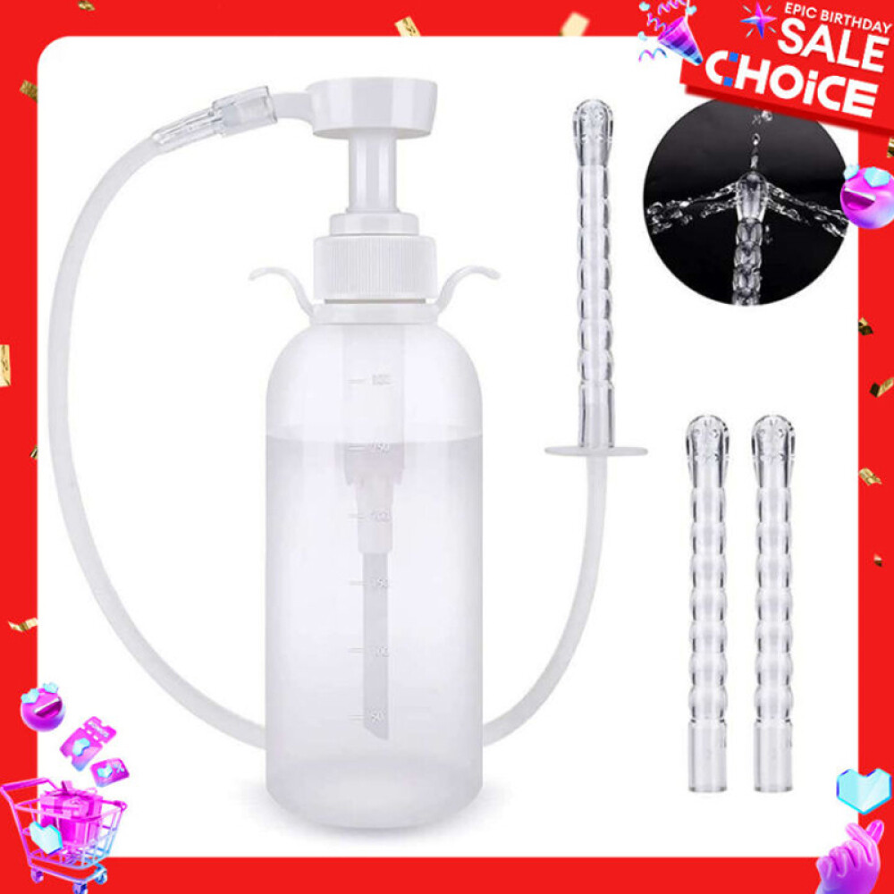 300ml Pump Action Douche Enema Bottle with Nozzle Vaginal Anal Deep Cleaning Set