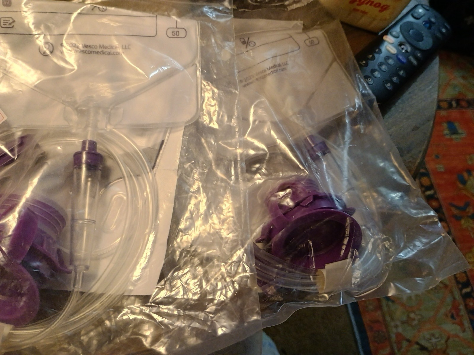Lot Of 2 VESCO,Medical 500 ML PVC Ba, Top Fill gravity Feed Set W Enfit