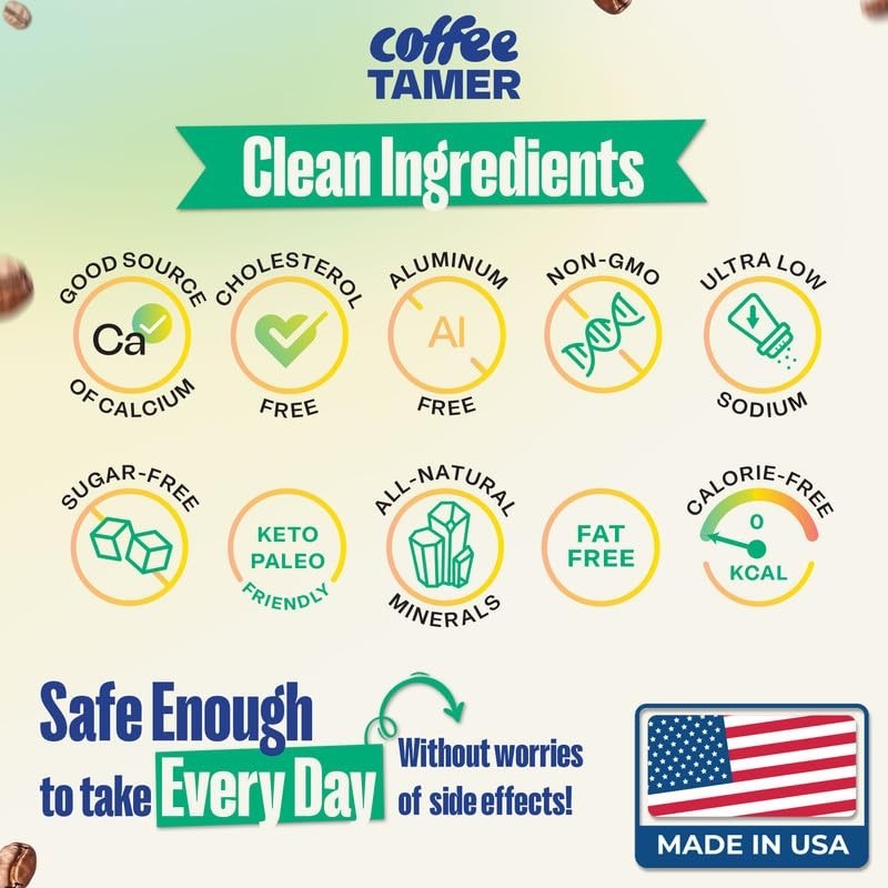 Coffee Tamer Acid Reducer – 50 Packets – Transforms Regular to Low…