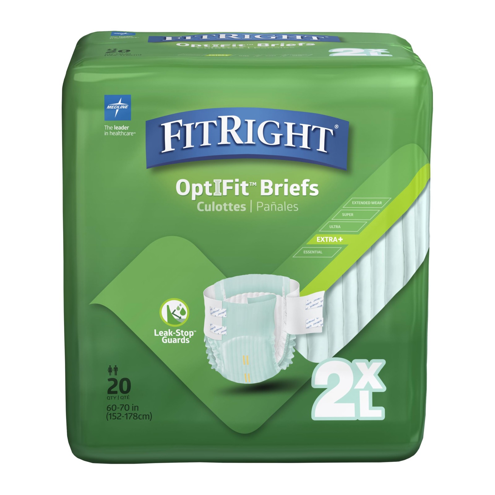 Adult Diapers Disposable Incontinence Briefs 2XL 80 Count FitRight Extra+ Women