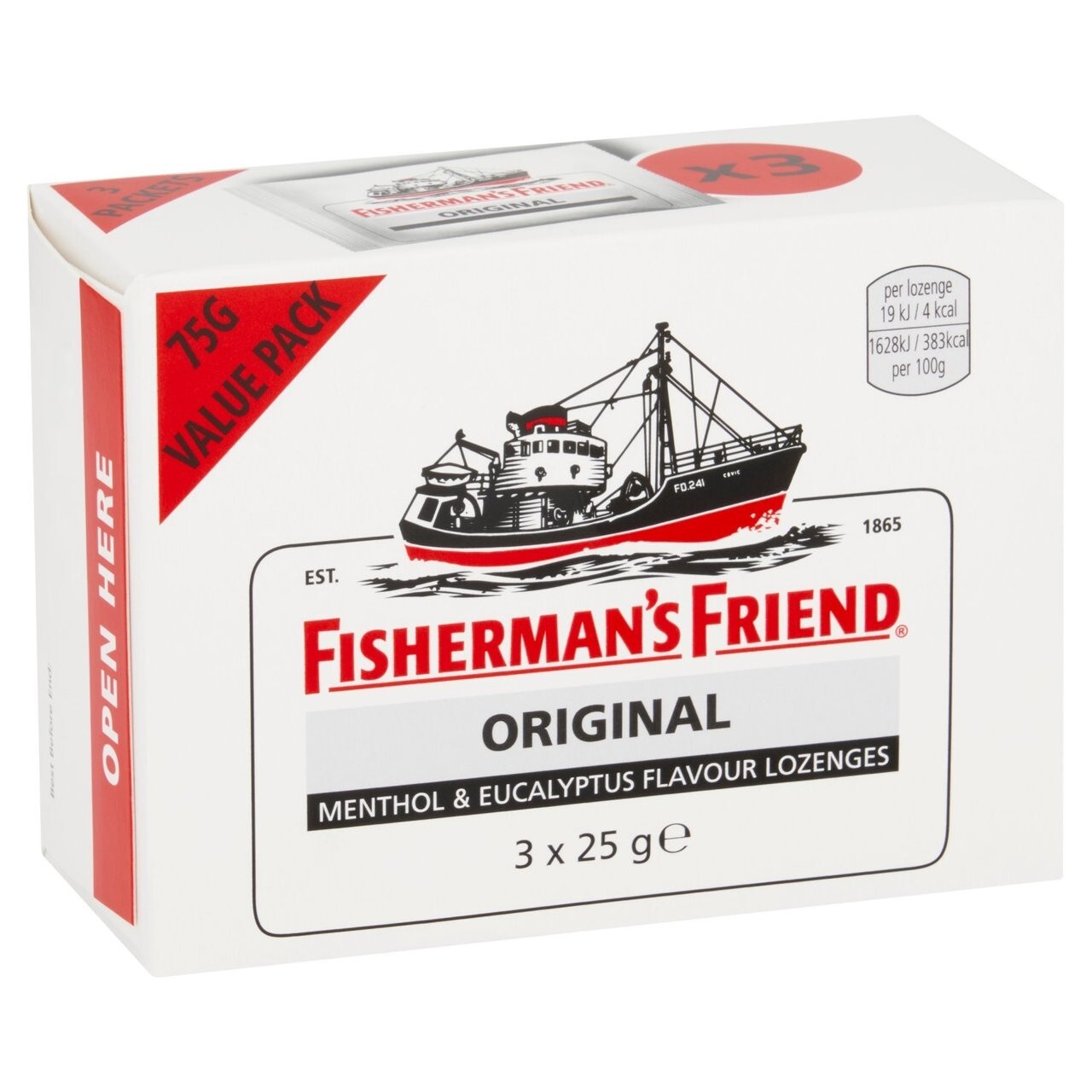 Fisherman’s Friend Lozenges Menthol & Eucalyptus Original 25g PACK OF 3